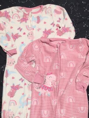 Kids Headquarters Pink and White 4t Footie Pjs